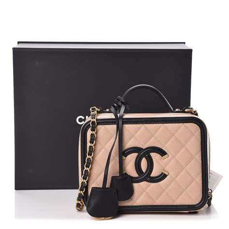 chanel filigree beige black|CHANEL Caviar Quilted CC Filigree Vanity Clutch With Chain .